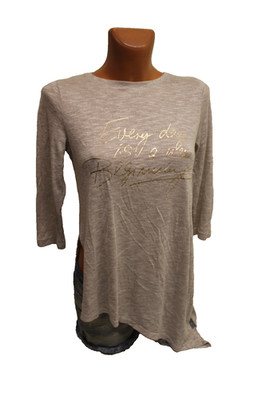 Amisu dünner Pulli XS 34 Shirt Pullover 3/4-Arm geschlitzt stretch asymetrisch