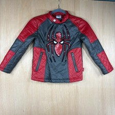 Disney Marvel Spider-Man Faux Leather Moto Jacket Red Grey Boys Size 5/6