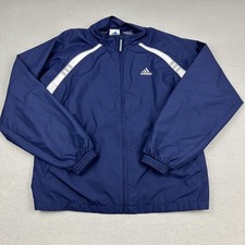 Vintage Adidas Track Jacket Men Medium Blue Full Zip Trefoil Logo Pockets M