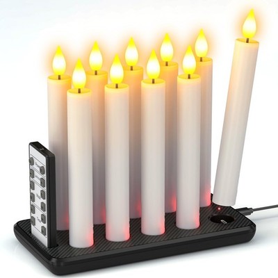 10pcs Flameless Rechargeable Taper Candles, Bright Realistic Flickering Candl...