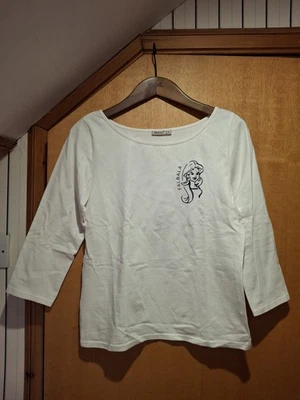Hanes Women's White Long Sleeved 'Falbala' T-shirt - Size L Excellent Condition - Image 1 of 4