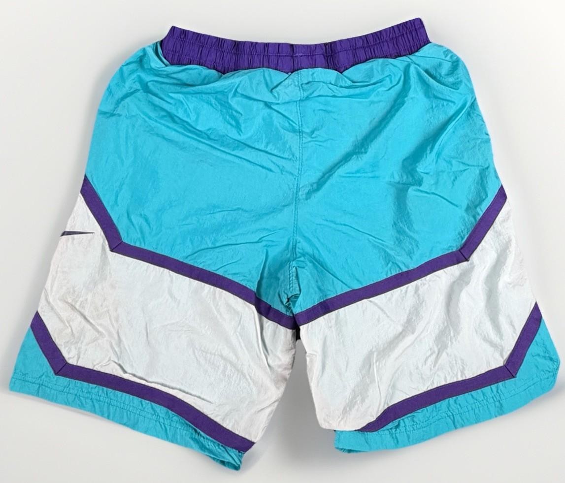 Vintage Nike Swim Trunks Mens M Teal Purple White 90s Colorblock Nylon thumbnail 3