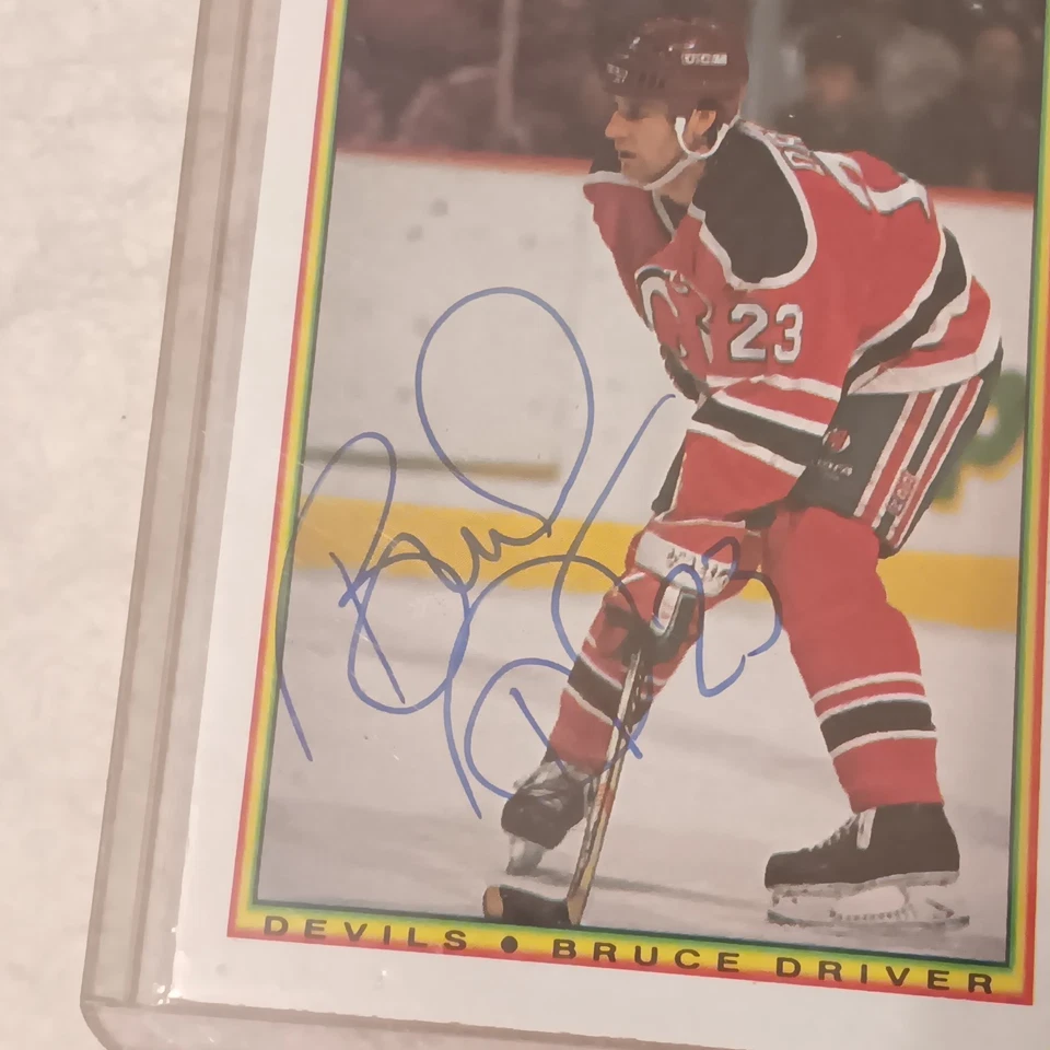 Bruce Driver New Jersey Devils Autographed 1990 Topps Bowman NHL Hockey - Image 2 of 3