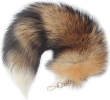 Luxe Fox Fur Tail Keychain - Fashion Accessory with Gold Clasp