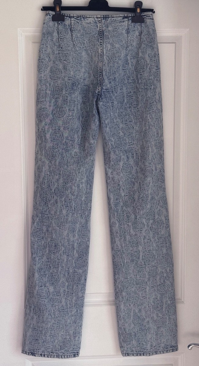 CHANEL 23P BLUE JEANS PANTS CC LOGO CAMELLIA 36 | eBay