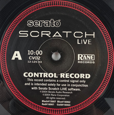 Black Serato Scratch Live Control Record Tone Second Edition 2004 12'' Record