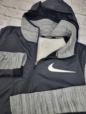 Nike Dri-Fit Full Zip Jacket Black Gray Color Block Long Sleeve Polyester Large