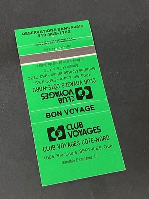 Matchbook Cover - Club Voyage Dorothee Deschenes Sept Iles Quebec