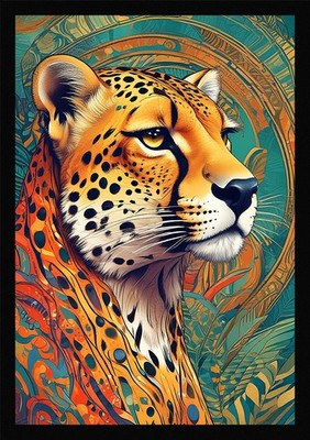 Lebendiger Gepard gerahmtes Wandbild Poster Leinwanddruck Bild