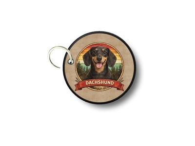Dachshund Embroidered Edge Dog Print Keychain
