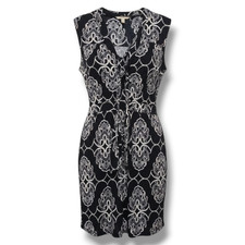 Banana Republic Women's Navy tie neck sleeveless abstract print dress - small