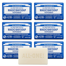 Dr. Bronner's - Pure-Castile Bar Soap Peppermint, 5 ounce, 6-Pack - Made with 