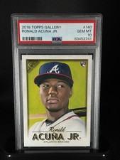 2018 Topps Gallery Ronald Acuna Jr PSA 10 Gem Mint Rookie Card RC #140. rookie card picture