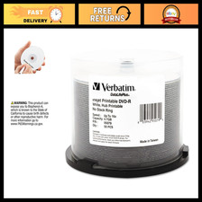 50 Pack DVD-R Blank Discs 4.7GB 16X Inkjet Printable Hub Recordable Media