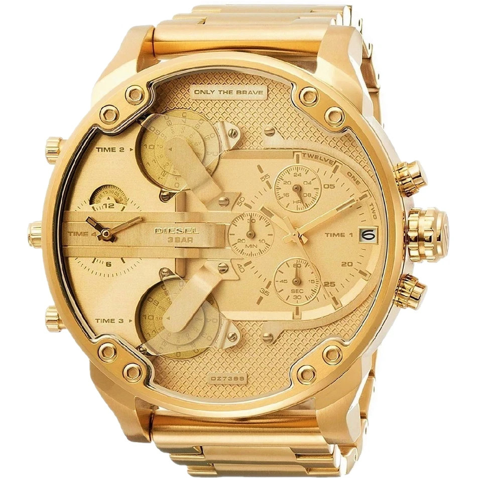 DIESEL Mr Daddy 2.0 Gold Tone Steel Chronograph Quartz Mens Watch DZ7399 AU HOT