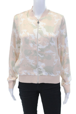 Adolfo Dominguez Womens Full Zipper Bomber Jacket Pink Green Size EUR 36