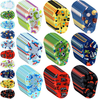 90 Pcs Adhesive Eye Patches for Kids Boys 9 Styles Eye Patches Latex Free Eye