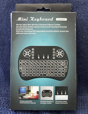 Mini Wireless Backlit Keyboard w/ Built-In Touchpad, Multimedia, Black QWERTY