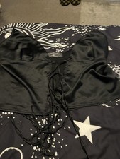 Black Satin  Tie Up Front Crop Top Size M