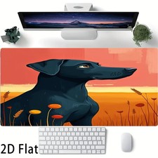 40 90cm 1pc Black Dog Painting Mouse Pad - Non-Slip Rubber Base, Thick Durable S