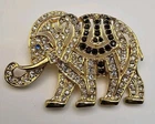 Vintage Eisenberg Ice Gold-Tone Rhinestone Elephant Brooch