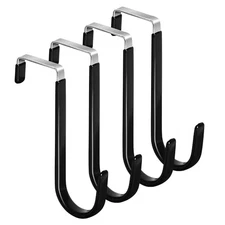  4 Pack Over The Door Hooks,5 in Hooks for Hanging Heavy Duty Door 5 Inch Black