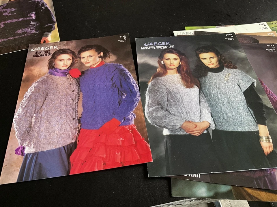 10 JAEGER HAND KNITTING PATTERNS - COSY WINTER SWEATERS CARDIGANS - ARAN SUIT - Image 3 of 4