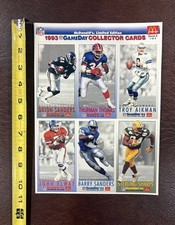 McDonalds 1993 Fleer Football Cards. 6 Card Uncut Sheet. Sanders. Aikman. Elway.
