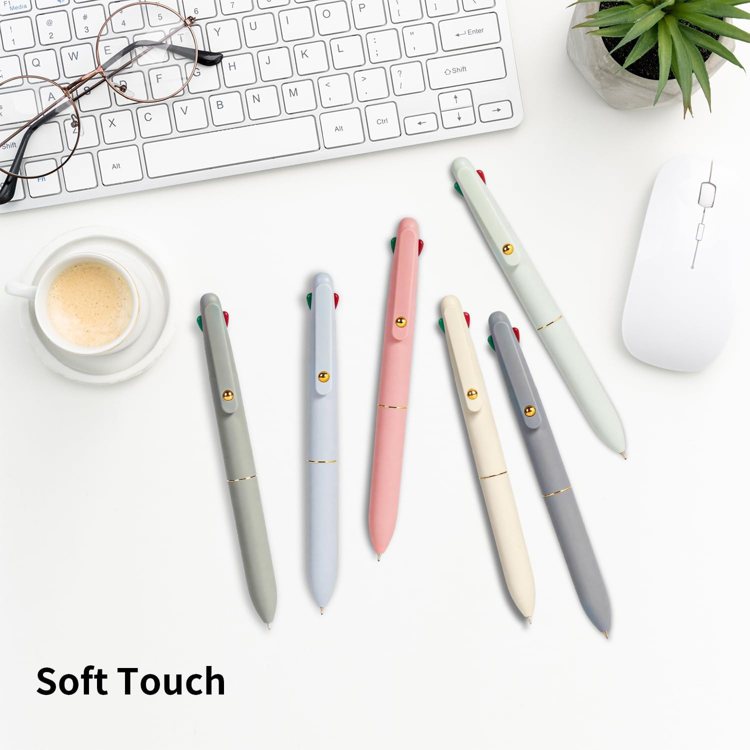 Multicolor Pens, 4-In-1 Colored Ballpoint Pen 0.5Mm Fine Point Smooth Writing,Nu