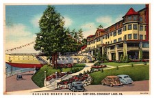 East Side Conneuat Lake PA Oakland Beach Hotel Posted 1946 Linen Postcard
