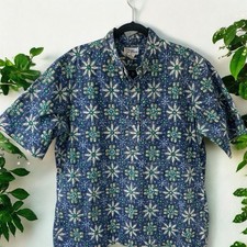 Reyn Spooner Men's Short Sleeve Button Down Size XL Floral Blue Green white EUC