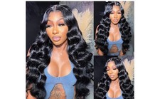 30 Inch Body Wave 6x4 Lace Front Wig 200 Density Human Hair Natural Black  