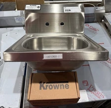 KROWNE HS-2 WALL MOUNT COMMERCIAL HAND SINK W/ 12 1/2"L X 9 3/4"W X 5 7/8"D BOWL