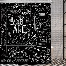 AMBZEK Black Funny Quotes Shower Curtain 72Wx72L Inch for Kids Teens White In...