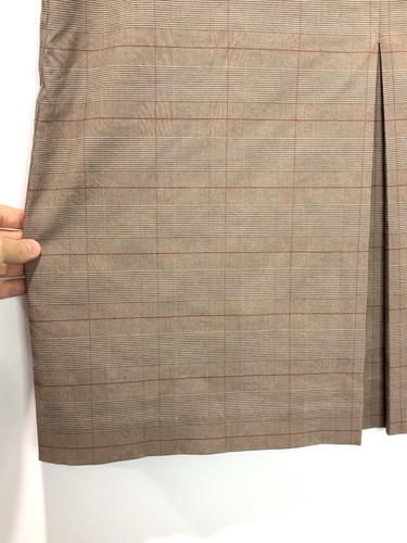 Esprit Womens Skirt 14 Brown Plaid Tartan Check Front Pleat Business Office - Picture 3 of 12
