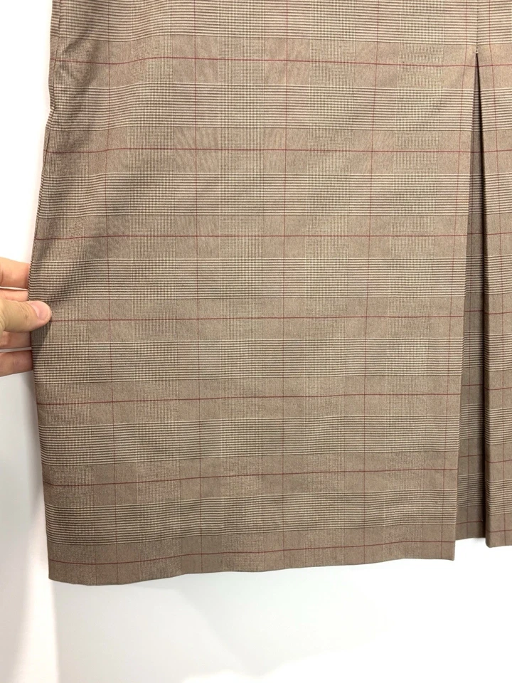 Esprit Womens Skirt 14 Brown Plaid Tartan Check Front Pleat Business Office — 第 3/4 张图片