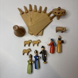 Antique Christmas German Pyramid Replacement Parts with Pegs 19 Pieces