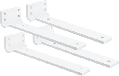 Floating Shelf Bracket 8Inch 4 Pack L Brackets for Shelves White Metal Heavy Dut