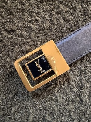 Saint Laurent LA 66 Black leather belt with gold buckle woman's