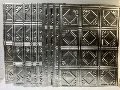 Lot Of (9) Fasade Backsplash Panel, Thermoplastic, Silver