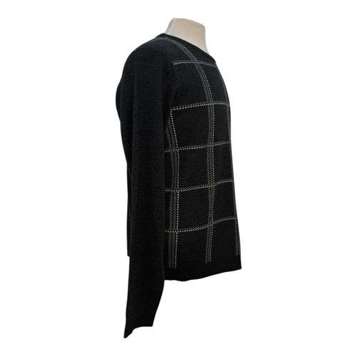 APT. 9 Men's Medium Crew Neck Sweater Gray Plaid Merino Wool Blend Long Sleeve - Picture 3 of 8