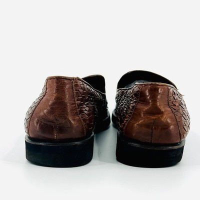 Vintage 80s Cole Haan Brown Woven Leather Loafers Made in  display picture 3