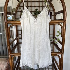 Vintage 1990s Victoria Secret Gold Label White Lace Slip Dress Size Small