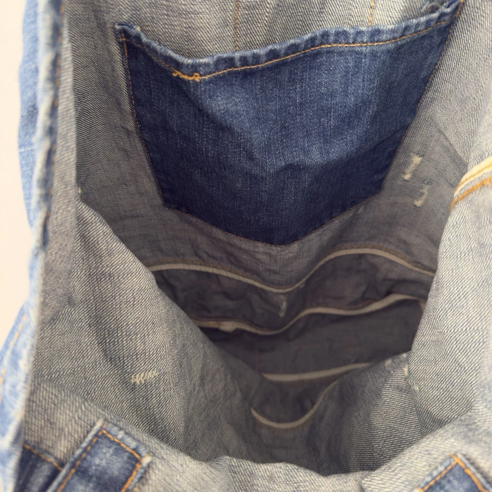 American Eagle AE Denim Distressed Tote Bag Logo Worn-In Look 100% Cotton Pocket - Image 3 of 4