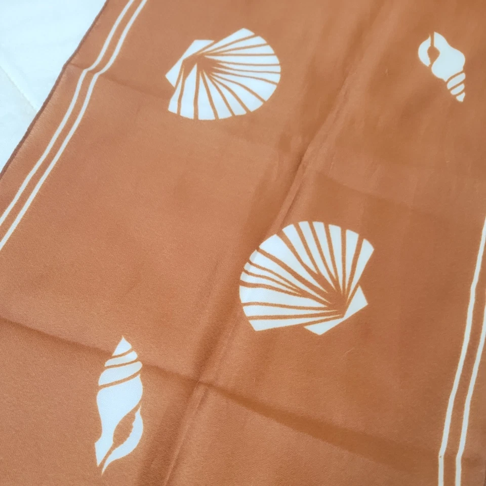 Vintage Ladies Scarf-Brown-White sea shell -Italy-100% Polyester-52 x 11.5 - Image 4 of 4