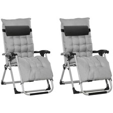 Outsunny 2PCS Reclining Zero Gravity Chair Cushions, Light Grey, Refurbished