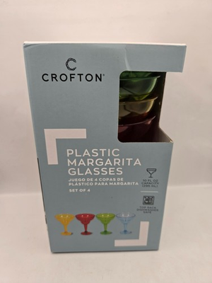 #ad NIB Aldi Crofton Plastic Margarita Glasses 10 oz Set of 4 Colorful Shatterproof $6.00