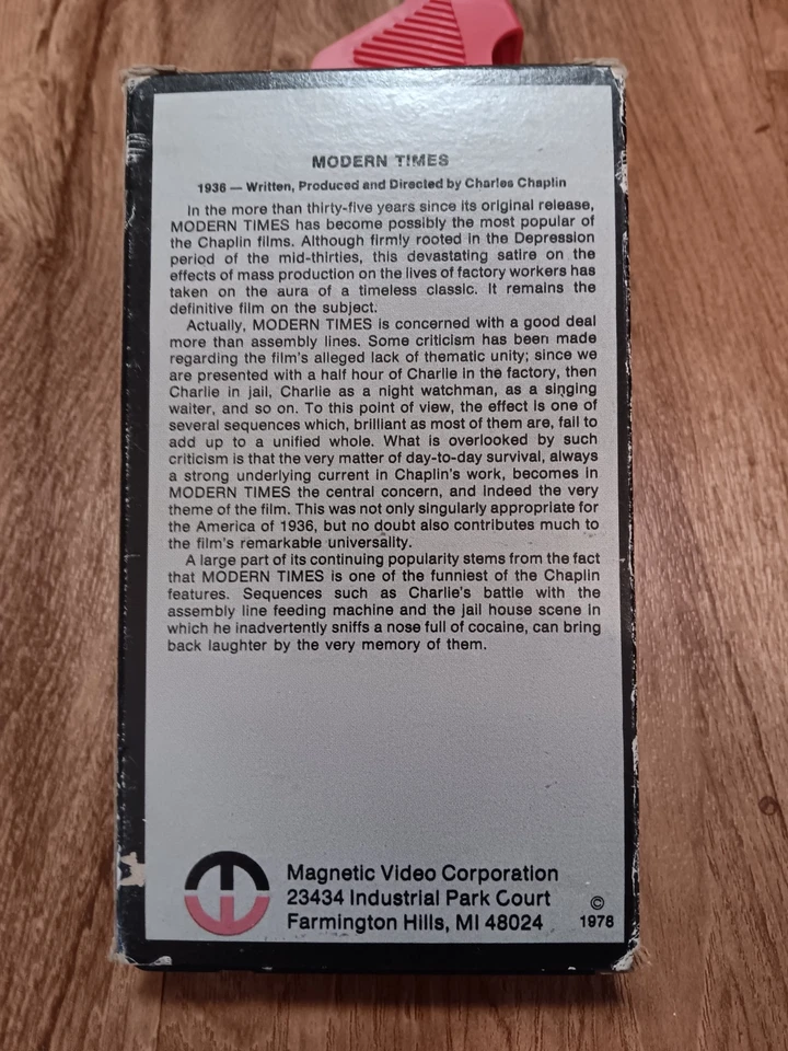 Charlie Chaplin 1936 Modern Times - 1978 Magnetic Video Corporation VHS - Tested - Image 2 of 4