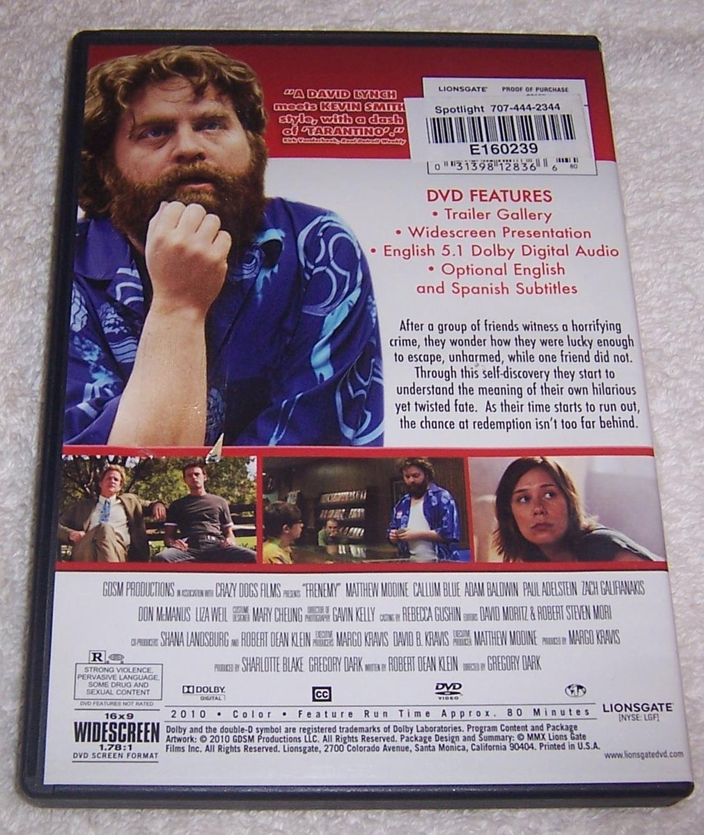 Frenemy DVD Zach Galifianakis Callum Blue Matthew Modine Paul