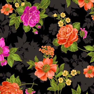 Michael Miller Stoff - Opulente Blüten - 100% Baumwollstoff - MMDM10575RED